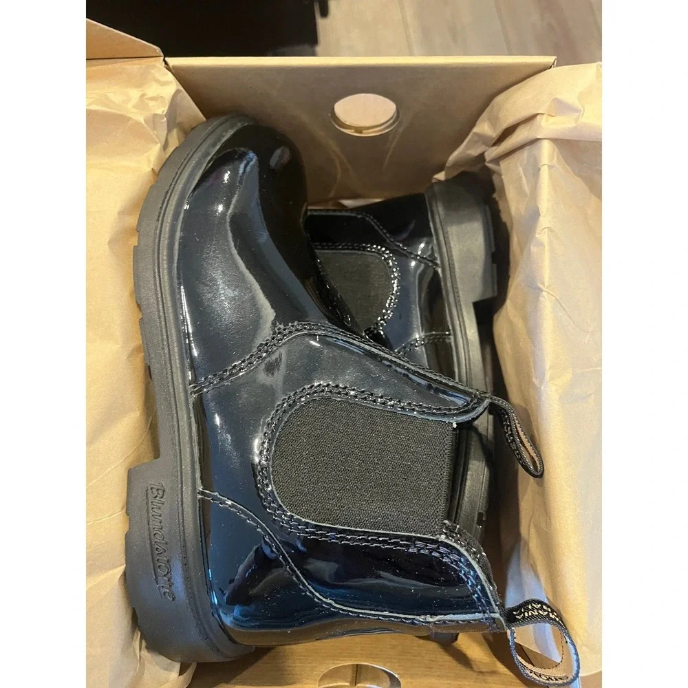 Blundstone 2255 Kids Elastic Sided Boot Kids Size 4 Black Patent Leather Chelsea